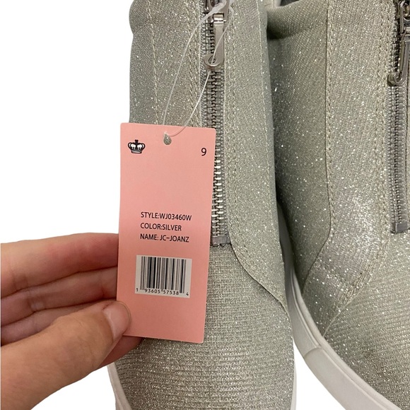 Juicy Couture Joanz Wedge Sneakers Fall Y2K Casual Ankle Boots Silver 9 - Picture 11 of 11